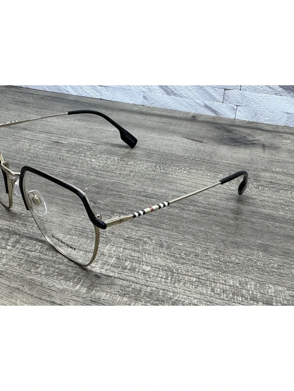 BURBERRY Designer Eyeglasses 1371 1326 Black Gold 52[]19-140 Italy Demo Lenses